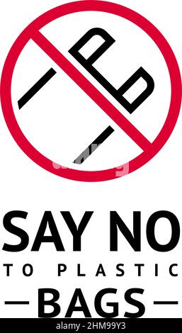 No plastic forbidden poster, modern sticker Stock Vector