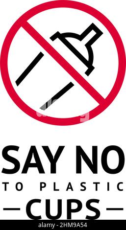 No plastic forbidden poster, modern sticker Stock Vector