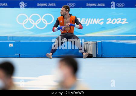 Beijing, China. 08th Feb, 2022. BEIJING, CHINA - FEBRUARY 8: Kjeld Nuis of the Netherlands after competing in the Men's 1500m during the Beijing 2022 Olympic Games at the National Speedskating Oval on February 8, 2022 in Beijing, China (Photo by Douwe Bijlsma/Orange Pictures) NOCNSF Credit: Orange Pics BV/Alamy Live News Stock Photo