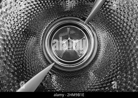 Washing Dryer Machine inside view of a drum. Stock Photo