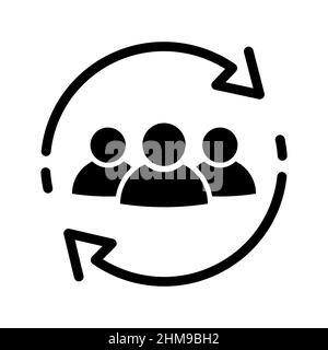 Customer icon. Customer retention symbol on white. Returning clients icon. Human resource management. Return sign. Customer relationship management. E Stock Vector