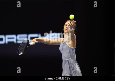 Saint Petersburg, Russia. 08th Feb, 2022. Jaqueline Cristian of Romania in action during the St. Petersburg Ladies Trophy 2022 tennis tournament against Bernarda Pera of USA.Final score; Jaqueline Cristian 2:0 Bernarda Pera. Credit: SOPA Images Limited/Alamy Live News Stock Photo