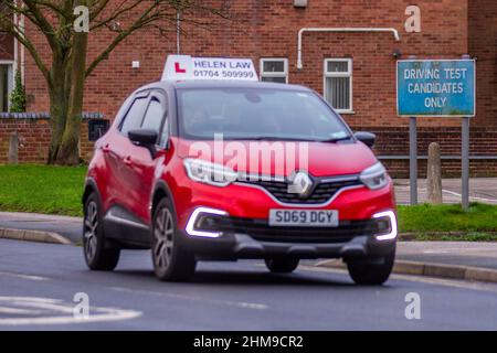 DVSA Driving Test Candidates Only sign,  car learner drivers taking their test. 2019 Renault Captur Iconic TCE 1333cc 6 speed manual in Southport, Merseyside, UK Stock Photo