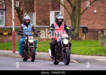 DVSA Driving Test Candidates Only sign,  motorcycle learner drivers taking their test in Southport, Merseyside, UK Stock Photo
