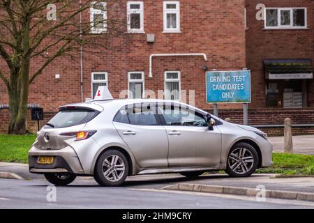 DVSA Driving Test Candidates Only sign,  car learner drivers taking their test. 2019 Toyota Corolla VVT-i iCon in Southport, Merseyside, UK Stock Photo