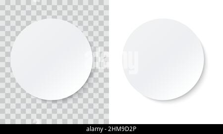 White paper and tan cardboard circles realistic vector illustration. Empty mockup Stock Vector