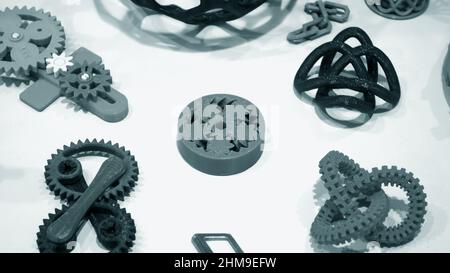 Abstract models printed by 3d printer close-up Stock Photo