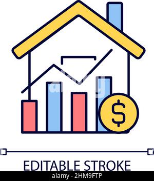 House market prices RGB color icon Stock Vector