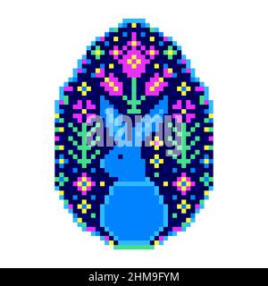 Easter egg in pixel art style. Stock Vector