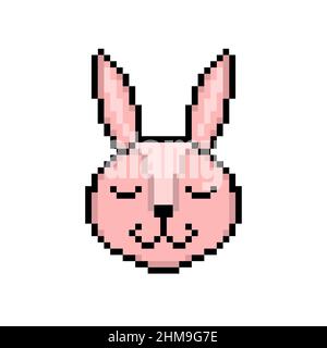 Rabbit head in pixel art style Stock Vector