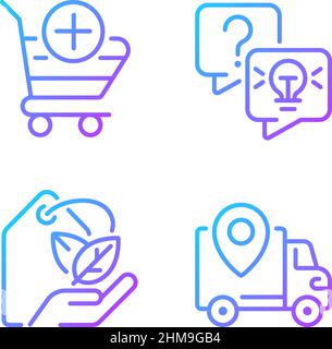 Online shopping services gradient linear vector icons set Stock Vector