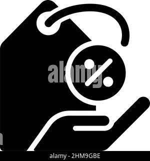 Discounts black glyph icon Stock Vector