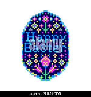 Easter egg in pixel art style Stock Vector