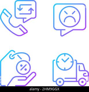 Customer help gradient linear vector icons set Stock Vector