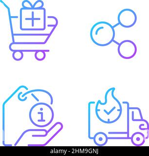 Buying products on internet gradient linear vector icons set Stock Vector