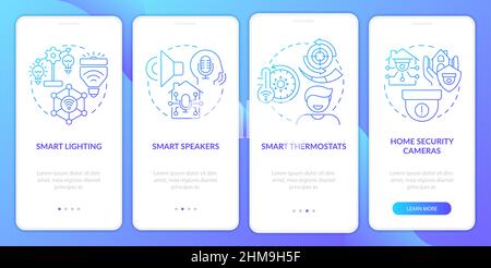 Smart home gear blue gradient onboarding mobile app screen Stock Vector