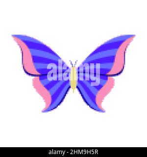 Butterfly in pixel art style Stock Vector