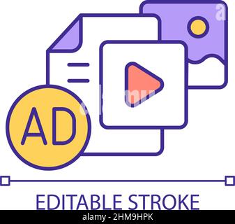 Visual content SEO optimization RGB color icon Stock Vector