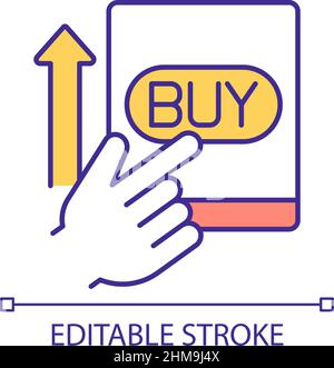 Increasing online purchases RGB color icon Stock Vector