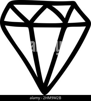 Doodle hand drawn monoline classic diamond vector logo. luxury jewelry symbol icon premium vintage emblem Stock Vector