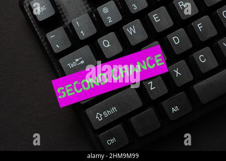 Text sign showing Second Chance. Concept meaning Giving another shot Engaged again to business venture Filling Up Online Registration Forms, Gathering Stock Photo