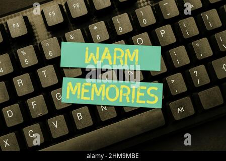 Conceptual display Warm Memories. Concept meaning Warm Memories Setting Up New Online Blog Website, Typing Meaningful Internet Content Stock Photo