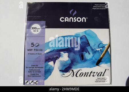 Canson brand Montaval watercolour 300 gsm Made in France, marketed in India, free with doms stationary company front view Stock Photo