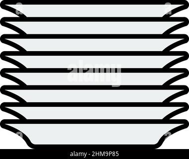 Plate Stack Icon. Editable Bold Outline With Color Fill Design. Vector Illustration. Stock Vector