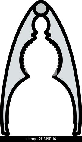 Nutcracker Pliers Icon. Editable Bold Outline With Color Fill Design. Vector Illustration. Stock Vector