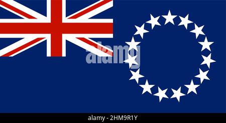 National Flag Cook Islands, Cook Islands Ensign, Blue ensign with a ring of fifteen white stars in the fly Stock Vector