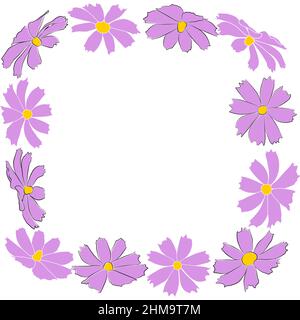 Cosmos Flower Outline Border. Vector Illustration Stock Vector Image ...