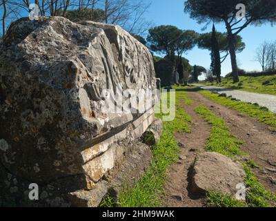 Ruins detail along ancient Appian Way, Rome, Italy Stock Photo