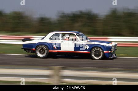 1976 Jaguar XJ12C racing car built by Broadspeed, testing at Silverstone race track YK Stock Photo