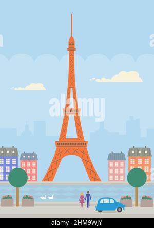 An illustration of the beautiful city of Paris, France. Stock Photo