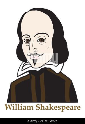 An illustration of the Elizabethan writer, poet and playwright William Shakespeare. Stock Photo