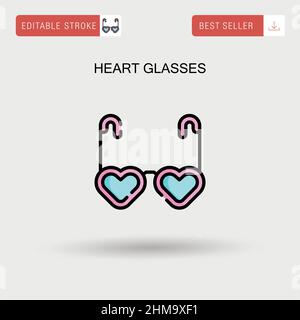 Heart glasses Simple vector icon. Stock Vector