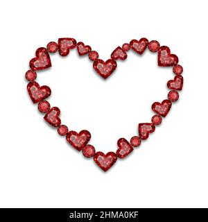 Heart shaped frame with red rubies. Frame with heart shaped rubies Stock Vector