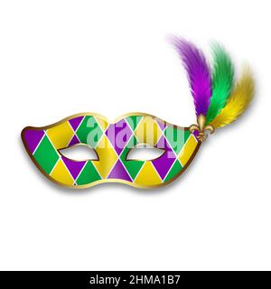 Isolated mardi gras mask with colorful feathers Stock Vector