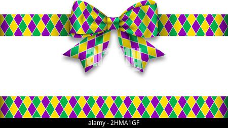 Bow and ribbon with mardi gras colors Stock Vector