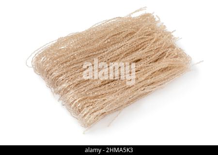 Bunch of raw sweet potato starch glass noodle, Dangmyeon,  isolated on white background Stock Photo