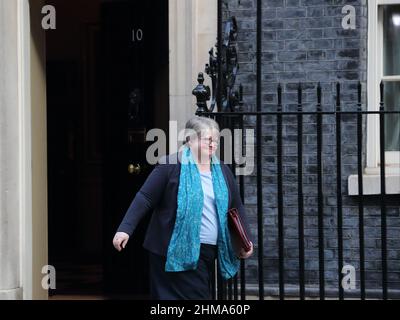 London, UK. 8th Feb, 2022. Works & pensions Secretary Therese Coffey leaving after the weekly Cabinet Meeting at No 10 Downing Street. Credit: Uwe Deffner/Alamy Live News Stock Photo