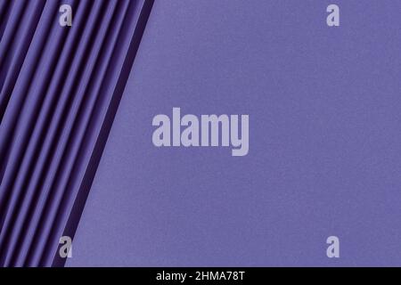 Abstract geometric banner background. Purple color Zig Zag fold paper texture background. Top view, copy space Stock Photo