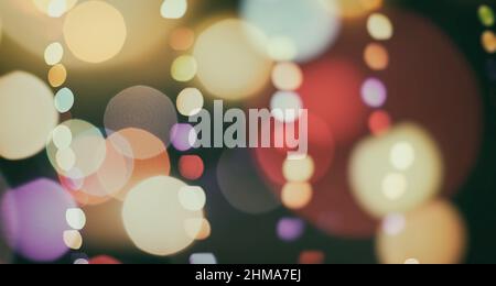 Christmas wallpaper decorations concept.holiday festival backdrop:sparkle circle lit celebrations display. Stock Photo