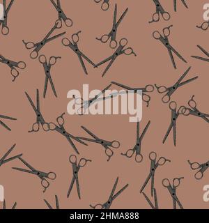 Scissors seamless pattern. Retro salon background . Repeated texture in doodle style for fabric, wrapping paper, wallpaper, tissue. Vector illustratio Stock Vector
