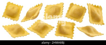 Italian ravioli pasta isolated on white background Stock Photo