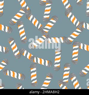 Barber's pole seamless pattern. Barbershop background. Repeated texture in doodle style for fabric, wrapping paper, wallpaper, tissue. Vector illustra Stock Vector