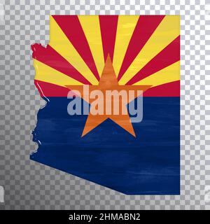 Arizona flag and map, transparent background, Clipping path Stock Photo