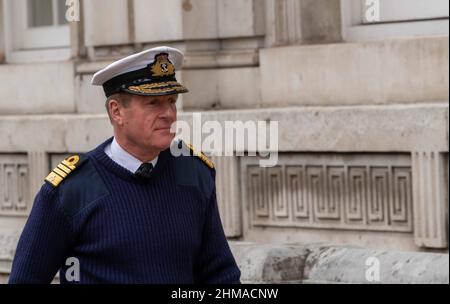 London, UK. 8th Feb, 2022. Ministers and military at the cabinet office as the reshuffle is announced Pictured Admiral Sir Ben Key, Credit: Ian Davidson/Alamy Live News Stock Photo