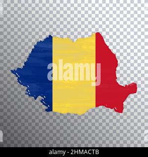 Romania flag and map, transparent background, Clipping path Stock Photo