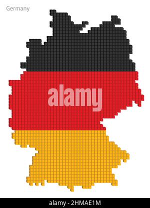 Dotted map plan vector illustration graphic with small cubes geographical map in flag colors Stock Vector